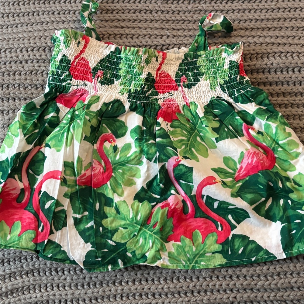 Janie and Jack Tropical Flamingo Leaf Tank top